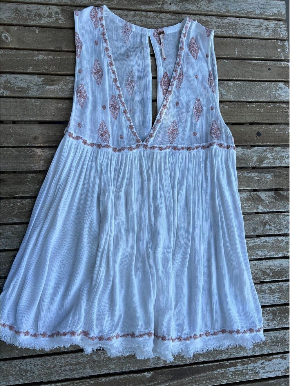 Free People Sleeveless Diamond Embroidered white top - Picture 2 of 8